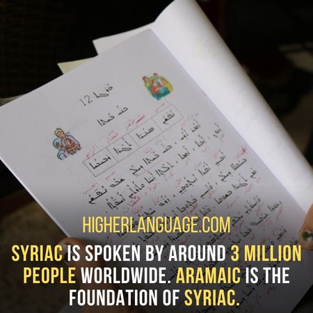 Syriac is spoken by around 3 million people worldwide. Aramaic is the foundation of Syriac . - Languages Similar To Aramaic
