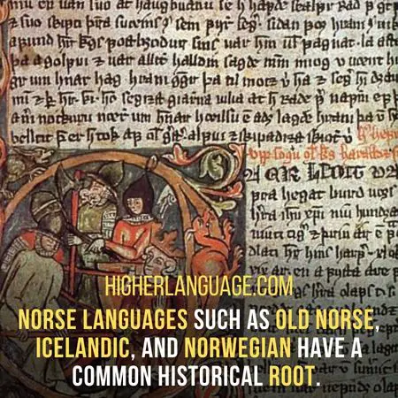 Norse languages such as Old Norse, Icelandic, and Norwegian have a common historical root. - Languages Similar To Each Other