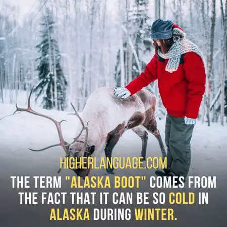 The term "Alaska Boot" comes from the fact that it can be so cold in Alaska during winter. - Alaska Slang Words And Phrases.