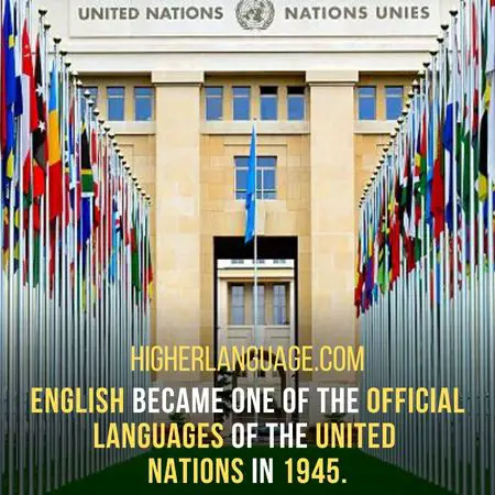 English became one of the official languages of the United Nations in 1945. - Facts About The English Language.